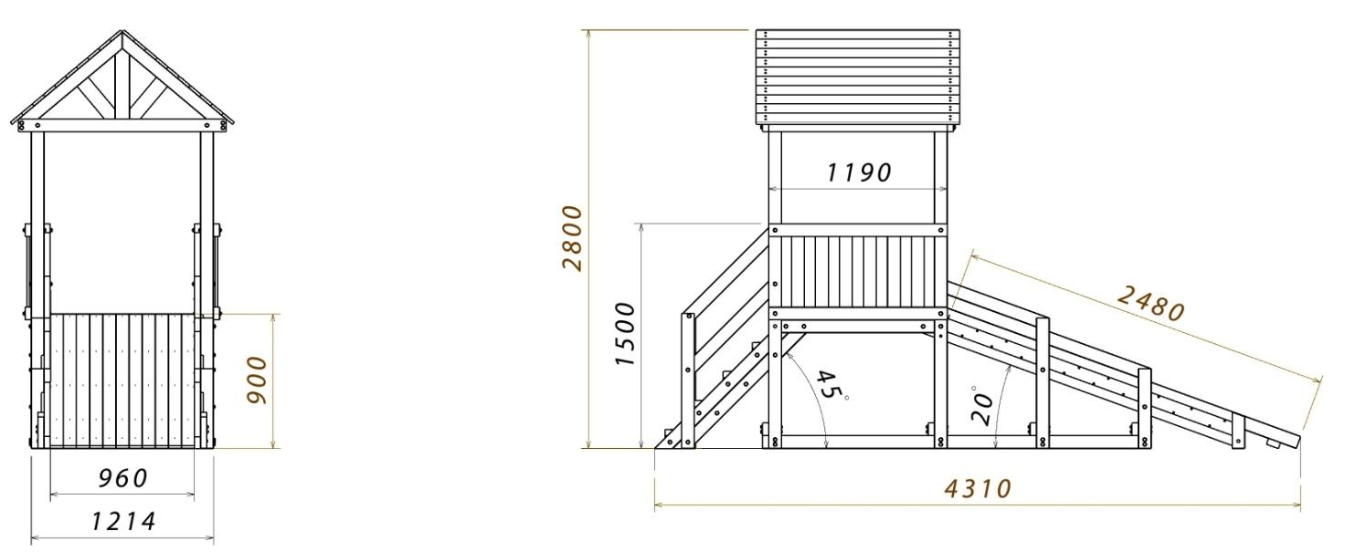 Схема детской горки из дерева