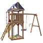Детская деревянная площадка IgroWoods ДП-14 с трапецией и качелями гнездо 60 см крыша тент