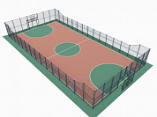 ограждение разноуровневое 15008 для спортивной площадки 15x30 м с воротами для минифутбола и баскетбольным щитом
