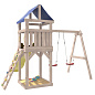 Детская деревянная площадка IgroWoods Классик ДКНП-1 с качелями Лодочка крыша тент неокрашенная