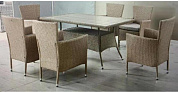 комплект плетеной мебели афина-мебель afm-195-6pcs beige (6+1)