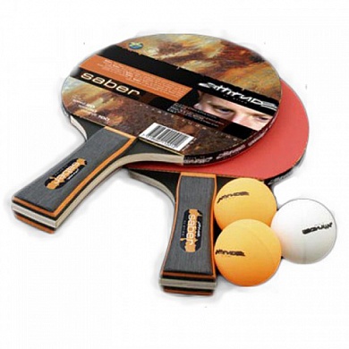 набор для настольного тенниса stiga сабер: 2 ракетки + 3 шарика