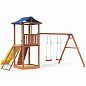 Детская деревянная площадка Можга Спортивный городок 4 СГ4-Р926-Р912-тент с узким скалодромом и сеткой для лазания