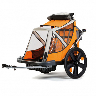 велоприцеп belleli для перевозки детей b-travel, оранжевый