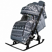 санки-коляска snow galaxy kids-3-1 олени на сером на больших колесах+сумка+варежки