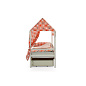 Крыша текстильная Бельмарко для кровати-домика Svogen звезды красный, белый, графит, фон розовый