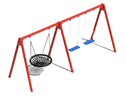 качели хит двойные с крепежами для трех подвесов металлические для дачи
