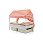 Крыша текстильная Бельмарко для кровати-домика Svogen звезды красный, белый, графит, фон розовый