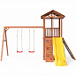 Детская деревянная площадка Можга Спортивный городок 4 СГ4-Р926-Р912 с сеткой для лазания крыша дерево