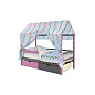Крыша текстильная Бельмарко для кровати-домика Svogen зигзаги, графит, лаванда, бирюза