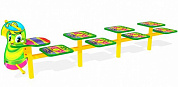 скамейка детская разновысокая гусеница сп204 для игровой площадки