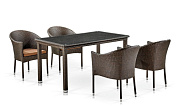 комплект плетеной мебели афина-мебель t256a/y350a-w53 brown 4pcs