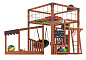 Детская деревянная площадка Савушка Куб-4 махагон с подушками для дачи