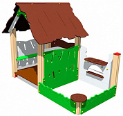 детский игровой домик хижина с песочницей им113 для улицы
