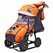 санки-коляска snow galaxy city-2-1 на больших надувных колёсах панда на оранжевом