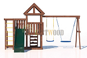 детская деревянная площадка custwood junior color jc9 с деревянной крышей и скатом 2,2 метра для дачи