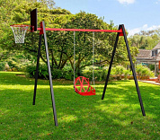 уличные качели sv sport maxi ук146к рама 2,4 метра + качели со спинкой + баскетбольный щит