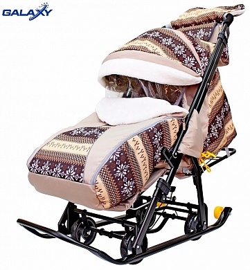 санки-коляска snow galaxy luxe скандинавия на больших мягких колесах+сумка+муфта