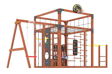 детская деревянная площадка савушка куб-6 махагон для дачи