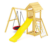 детская деревянная площадка савушка мастер 7 качелями гнездо без покрытия