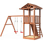 Детская деревянная площадка Можга 2 СГ2-Р912 c узким скалодромом и качелями крыша дерево