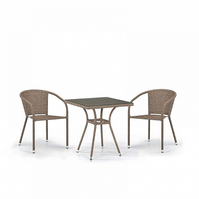 комплект плетеной мебели афина-мебель t282bnt/y137c-w56 light brown 2pcs