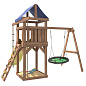 Детская деревянная площадка IgroWoods ДП-4 с качелями гнездо Свиби крыша тент