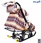 Санки-коляска Snow Galaxy Luxe Скандинавия на больших мягких колесах+сумка+муфта