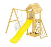 детская деревянная площадка савушка мастер 7 плетеным креслом без покрытия