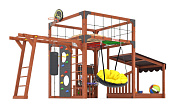 детская деревянная площадка савушка куб-4 махагон с подушками для дачи
