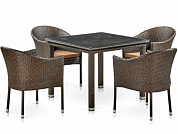 комплект плетеной мебели афина-мебель t257a/y350a-w53 4pcs brown