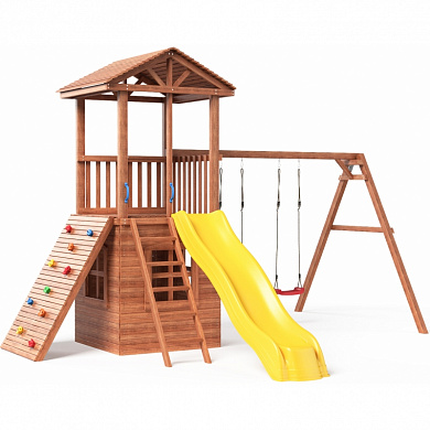 детская деревянная площадка можга спортивный городок 5 сг5-р912-д с качелями и домиком крыша дерево 
