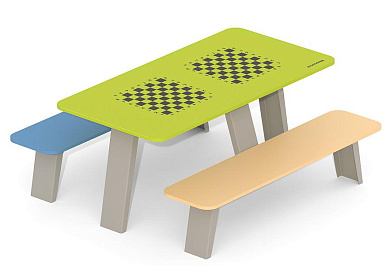 Стол со скамьями Romana 302.35.00-01 Шахматы с рисунком для детской площадки