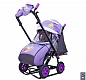Санки-коляска Snow Galaxy City-2-1 на больших надувных колёсах Серый Зайка на фиолетовом