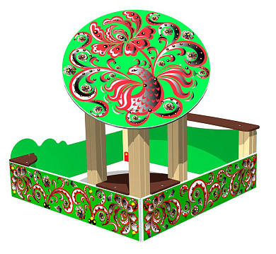 песочница хохлома у2 п092 с крышей для детской площадки