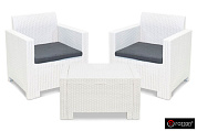 комплект мебели b:rattan nebraska terrace set стол+2 стула белый уличный