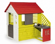 игровой домик с кухней, красный smoby 810702