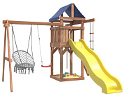 детская деревянная площадка igrowoods дп-2 с качелями лодочка и подвесным креслом крыша тент