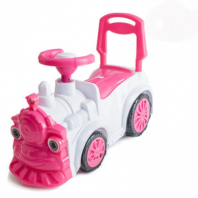 каталка-машинка orion toys паровозик с ручкой бело-розовый ор778