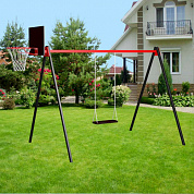 уличные качели sv sport ук170к рама 3 метра + качели деревянные на цепях + баскетбольный щит