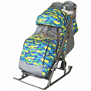 санки-коляска snow galaxy kids-3-1 камуфляж на больших колесах+сумка+варежки