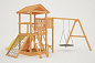 Детская деревянная площадка Савушка Мастер 2 без покрытия с качелями-гнездом 100