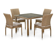 комплект плетеной мебели афина-мебель t257b/y380b-w65 light brown (4+1)