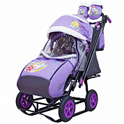 санки-коляска snow galaxy city-2-1 на больших надувных колёсах серый зайка на фиолетовом