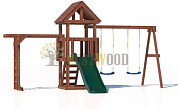 детская деревянная площадка custwood junior color jc3 с деревянной крышей для дачи