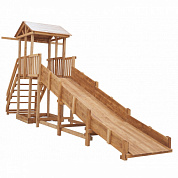 зимняя деревянная заливная горка можга сг-р919-р921 с широкой лестницей и скатом 4 метра