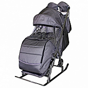 санки-коляска snow galaxy kids-3-2-с серебро на больших колесах+сумка+варежки