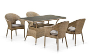 комплект плетеной мебели афина-мебель t198b/y79b-w56 light brown (4+1)