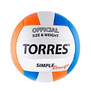мяч волейбольный torres simple orange v30125 р.5 синт.кожа