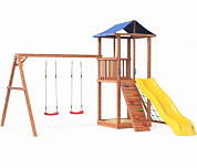 детская деревянная площадка можга спортивный городок 4 сг4-р926-р912-тент с узким скалодромом и сеткой для лазания